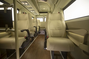 Luxury tempo traveller rentals : leather seats